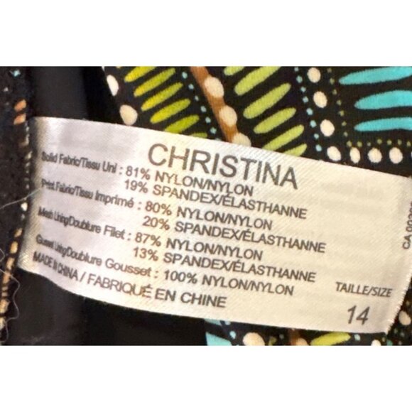 Christina Bathing Suit Halter Swim Top & High Waist Bottom Set Sz14 Tribal Print - Picture 6 of 11